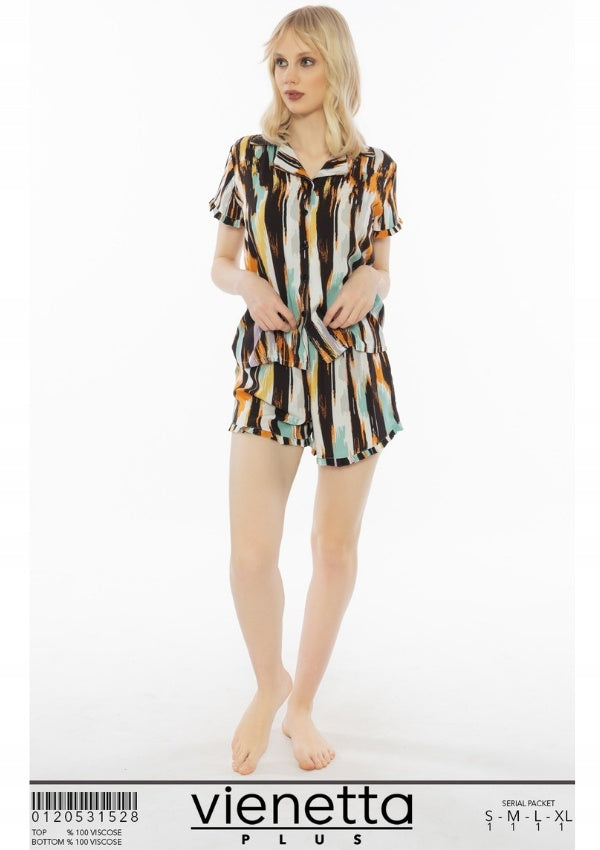 Piżama Damska Vienetta, Crazy Stripes, Brązowy, r. S-XL image 6