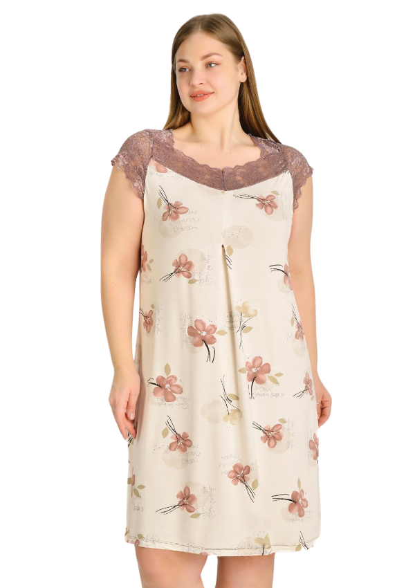 Koszula Nocna Beige Relax, Beżowy, r. 2XL - 5XL
