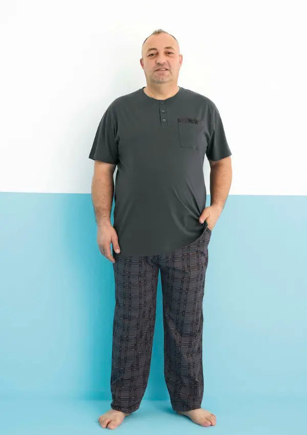 Piżama Męska Gray Vibes, Szary, r. 2XL-4XL