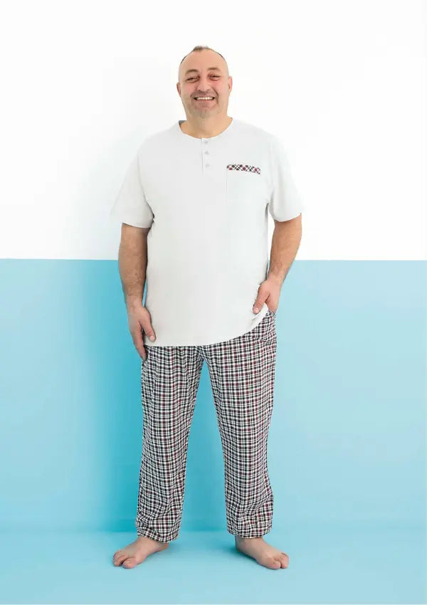 Piżama Męska White Vibes, Biały, r. 2XL-4XL