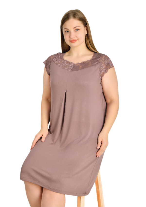 Koszula Nocna Night Relax, Brązowy, r. 2XL - 5XL