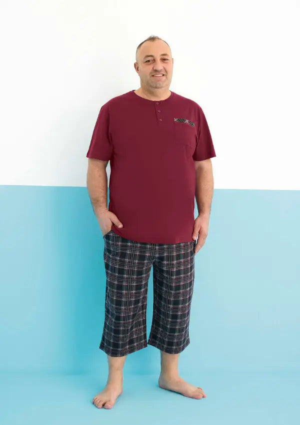 Piżama Męska Claret Elegance, Bordowy, r. 2XL-4XL