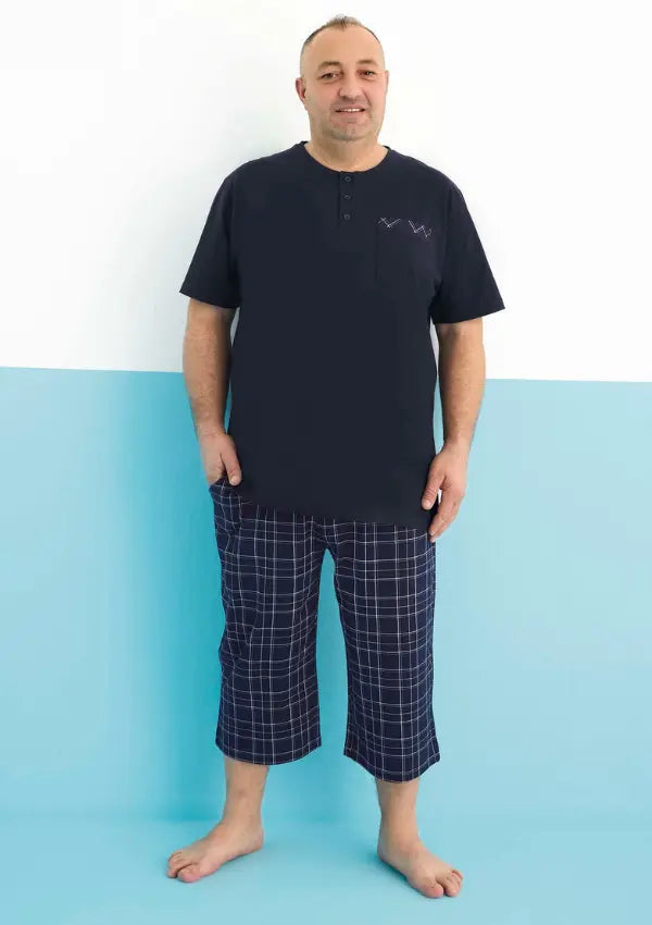 Piżama Męska Navy Vibes, Granatowy, r. 2XL-4XL