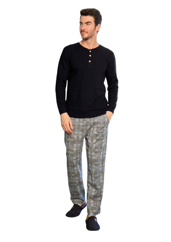 Piżama Męska Urban Check, Czarny, r. M-XL