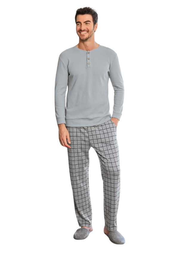 Piżama Męska Grey Check, Szary, r. M-XL