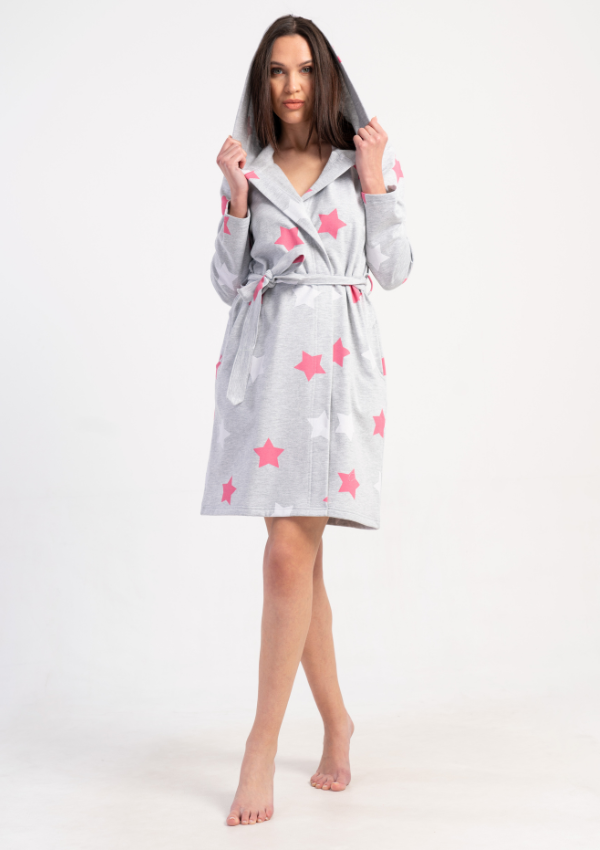 Szlafrok damski Vienetta Star Warmth, Szary, r. S - XL