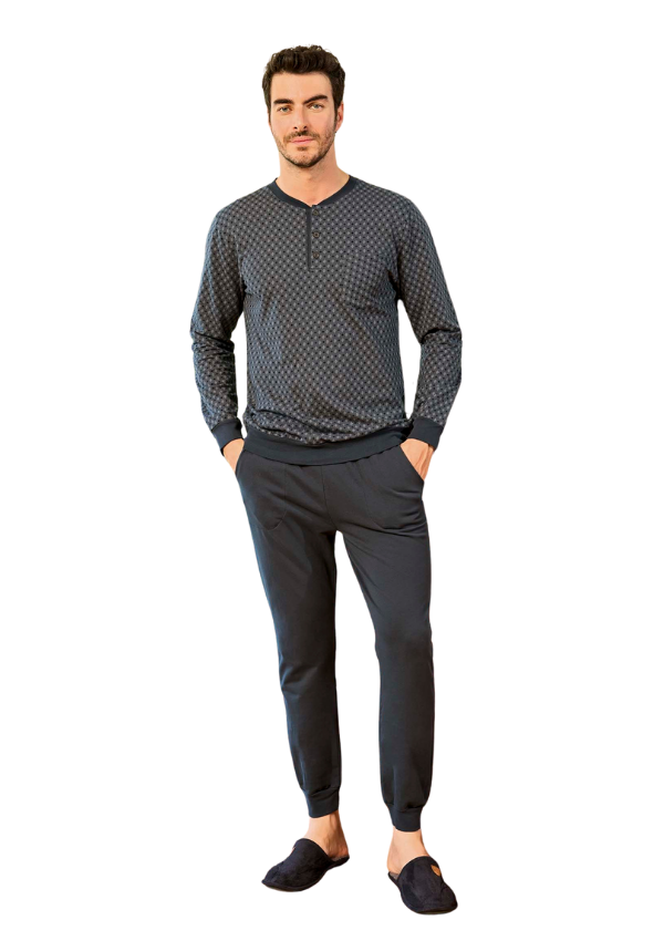 Piżama Męska Graphite Pattern, Grafitowy, r. M-XXL