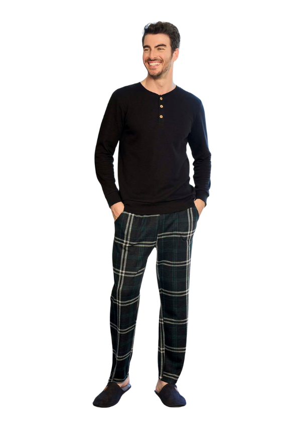 Piżama Męska Black Pattern, Czarny, r. M-XL