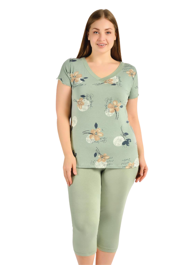 Piżama damska Botanic Comfort, Zielony, r. 2XL-5XL