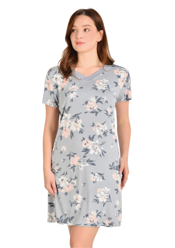 Koszula Nocna Soft Bloom, Szary, r. M - 3XL