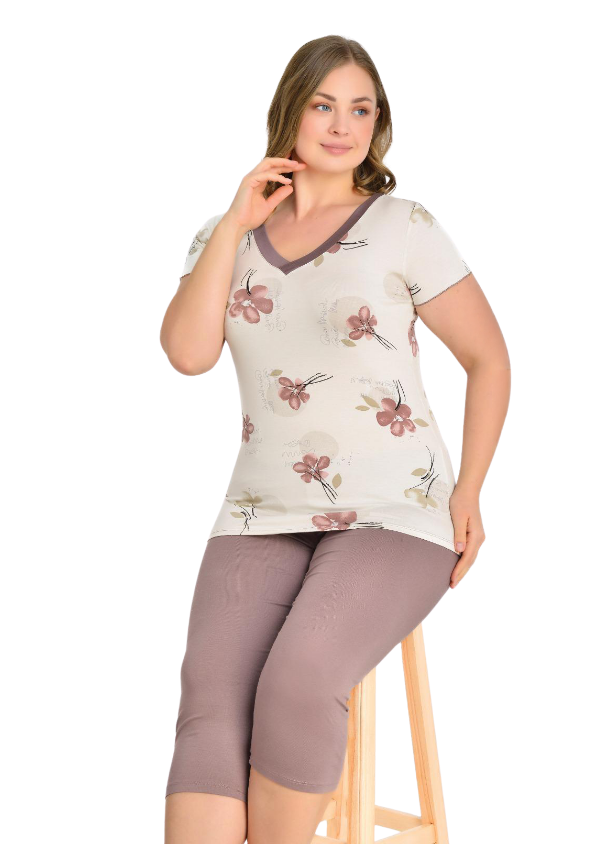 Piżama damska Cream Comfort, Beżowy, r. 2XL-5XL