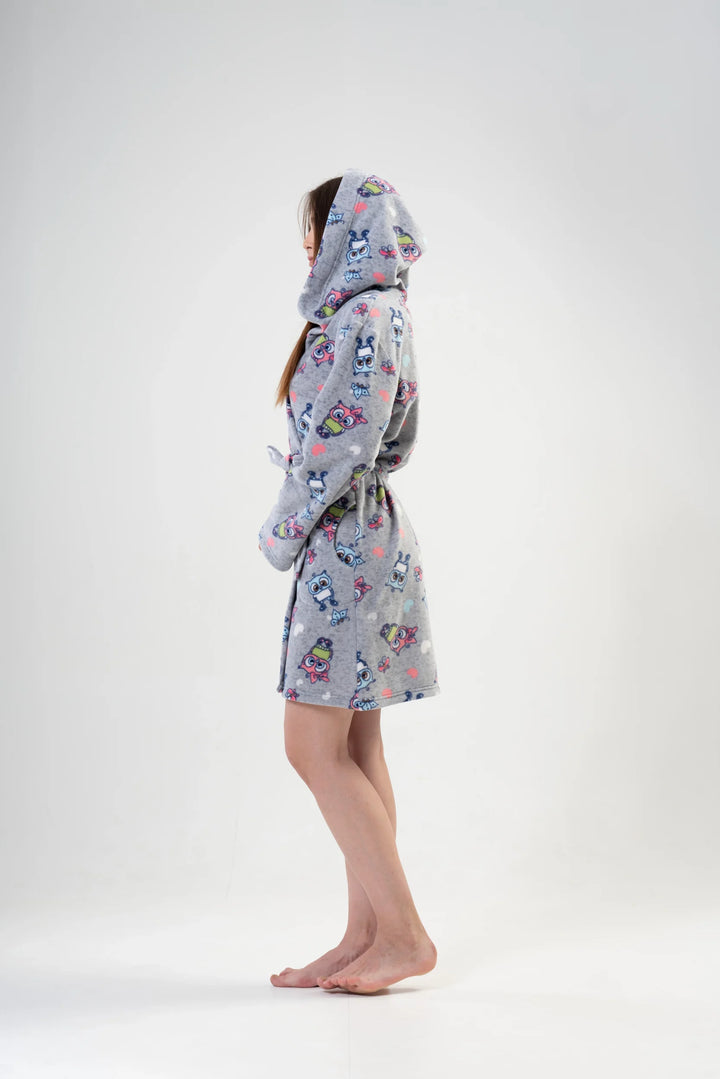 Szlafrok damski Vienetta Happy Hoodie, Szary, r. S-XL