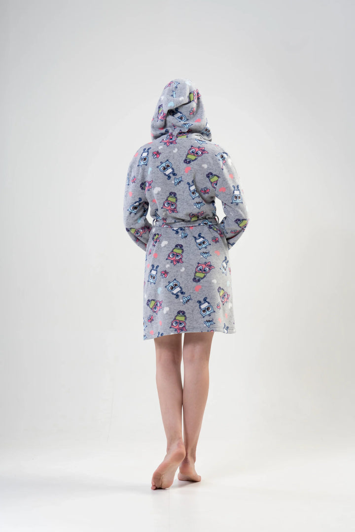 Szlafrok damski Vienetta Happy Hoodie, Szary, r. S-XL