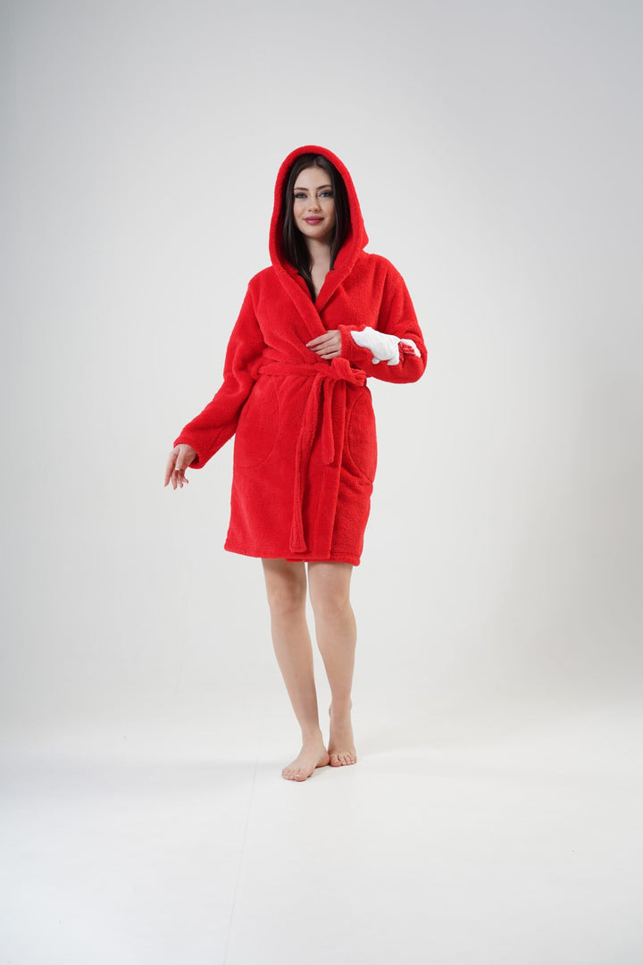 Szlafrok damski Vienetta Red Vibes, czerwony, r. S-L