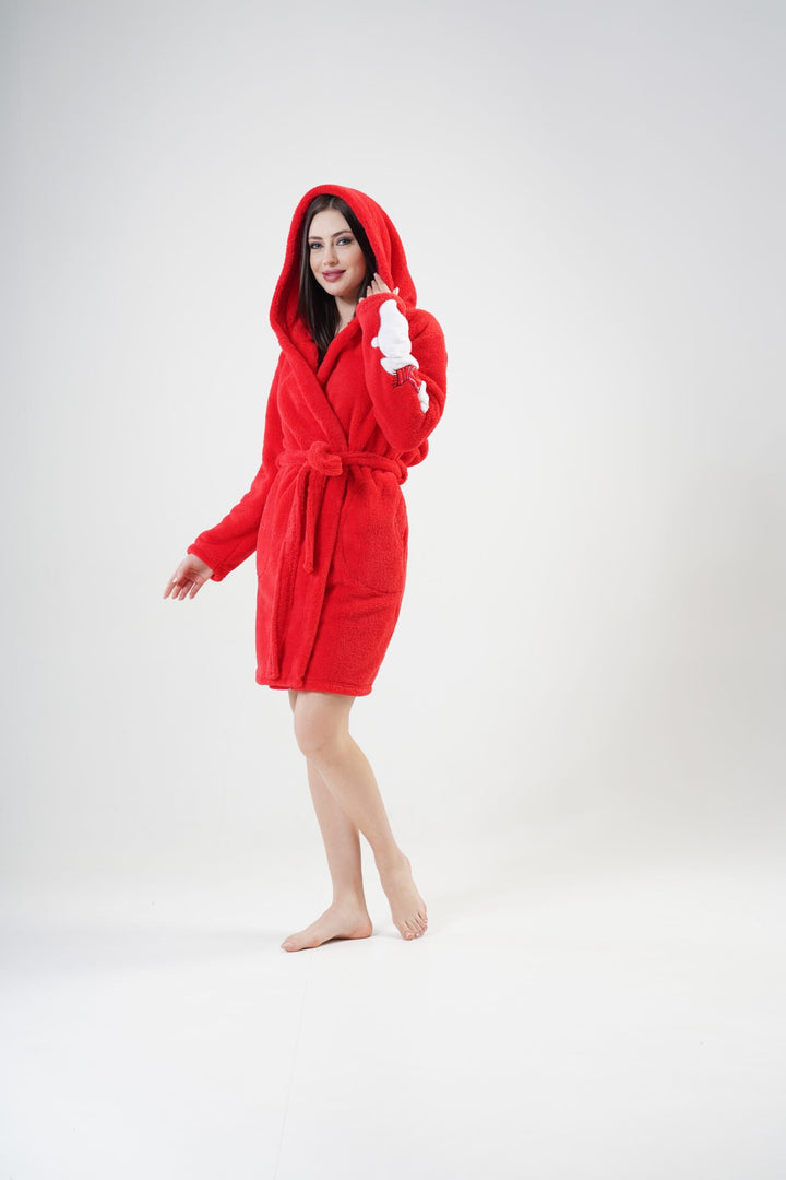 Szlafrok damski Vienetta Red Vibes, czerwony, r. S-L