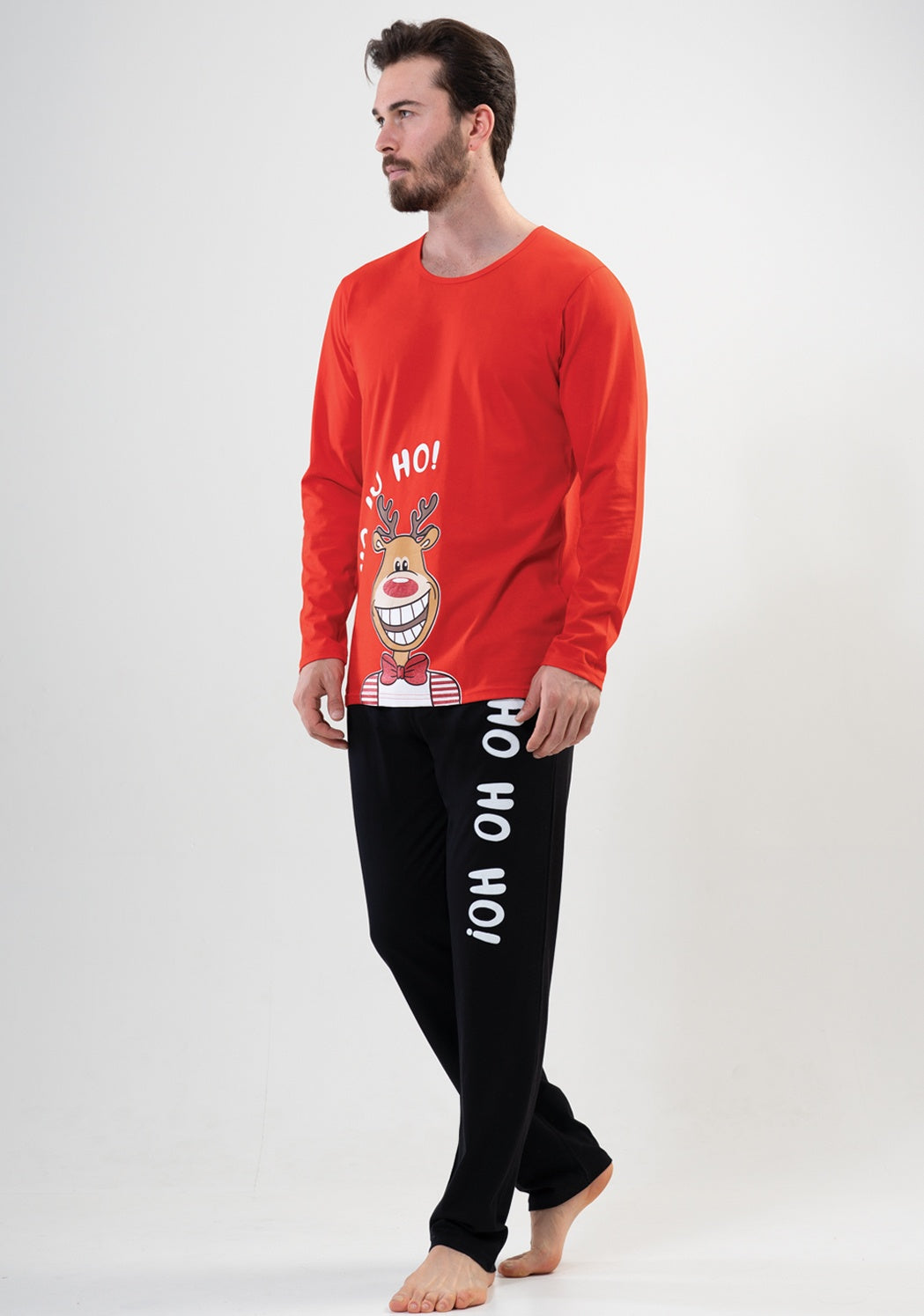 Piżama Męska Vienetta Reindeer Magic Sleep, czerwono-czarna, r. S-XL