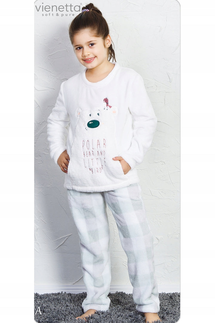 Piżama Dziewczęca Vienetta, Polar Bear, Biała, r. 128-164 image 3