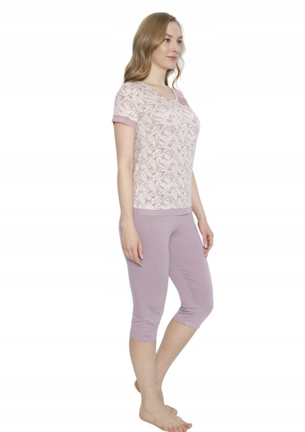 Piżama Damska Vienetta, Flower Whisper, Beżowy, r. S-XL