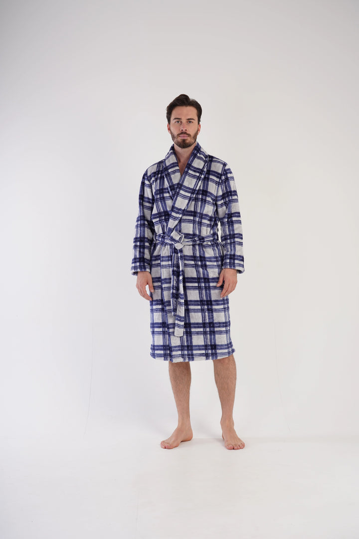 Szlafrok męski Vienetta Masculine Slumber, szaro-granatowy, r. M-XXL image 0