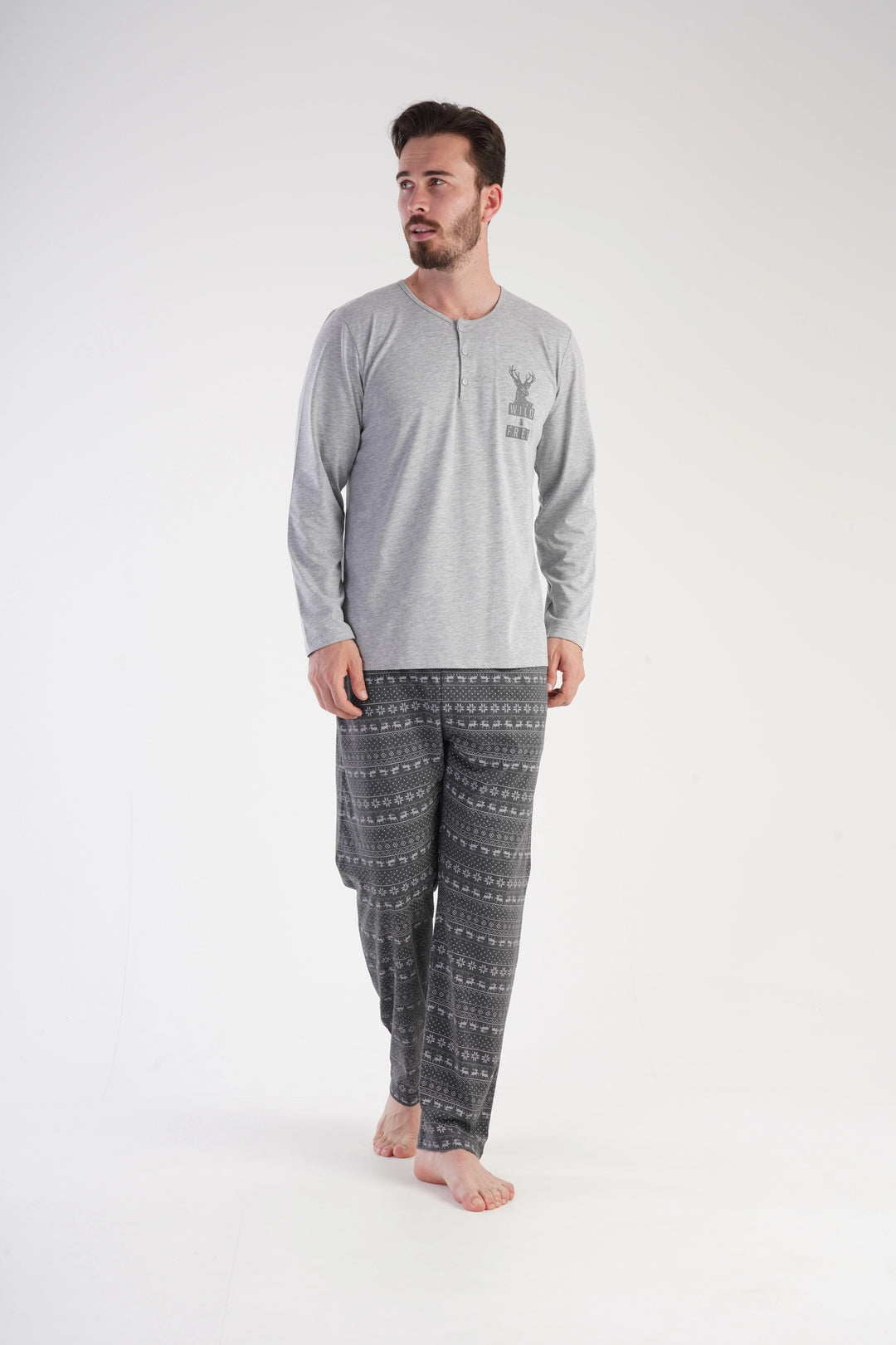 Piżama Męska Vienetta Sleepy Stallion, szara, r. M-XXL image 2