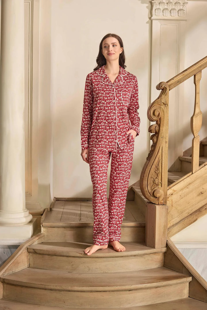 Piżama Damska HoHoHo, Czerwony, r. M- XXL