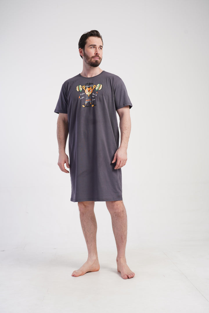 Koszula męska Vienetta Tiger Night, Szary, r. L-XXXL