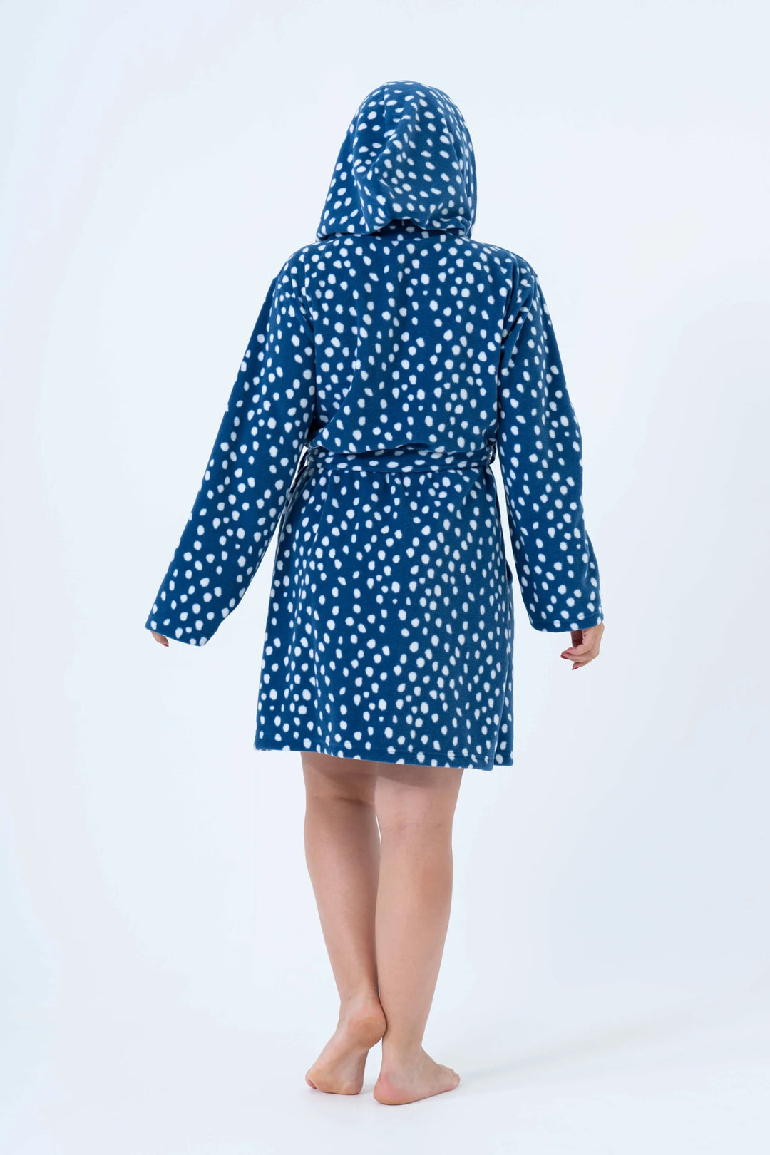 Szlafrok damski polarowy Vienetta White Dots, Niebieski, r. 1XL-4XL image 2