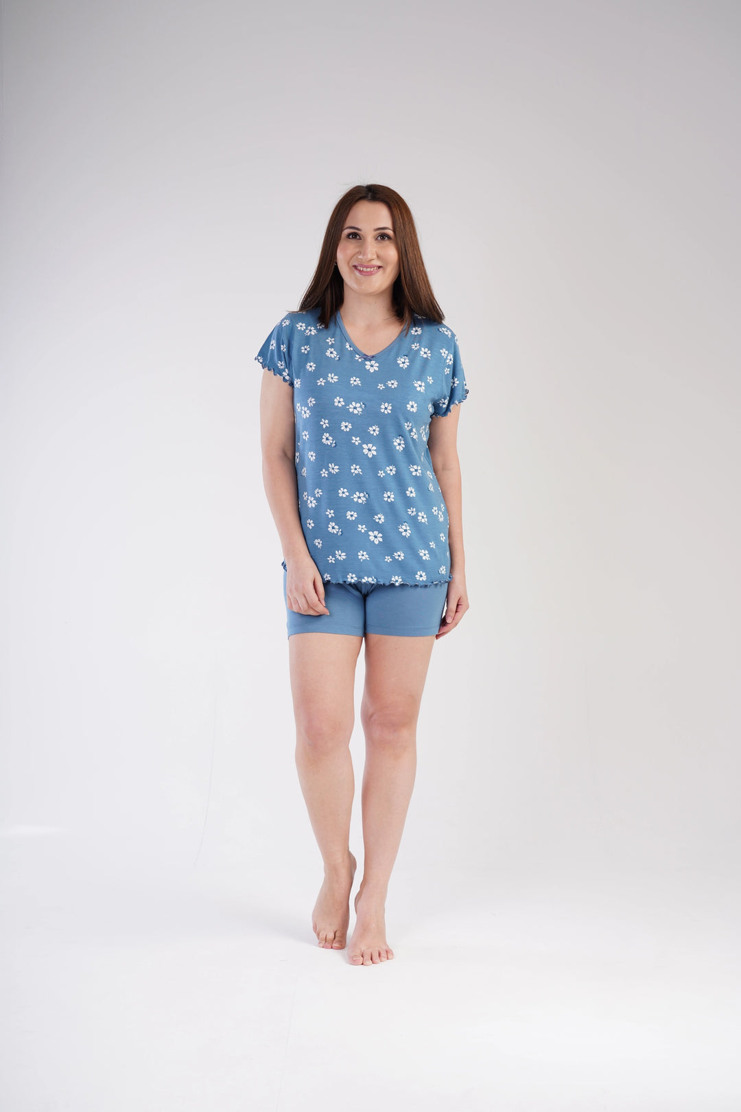 Piżama Damska Vienetta Botanical Viscose, niebieska, r. 1XL-4XL image 2