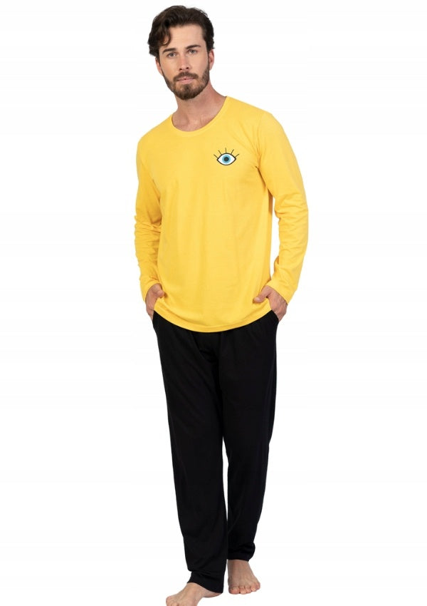 Piżama Męska Vienetta, Yellow Eye, Żółta, r. S-XL image 0