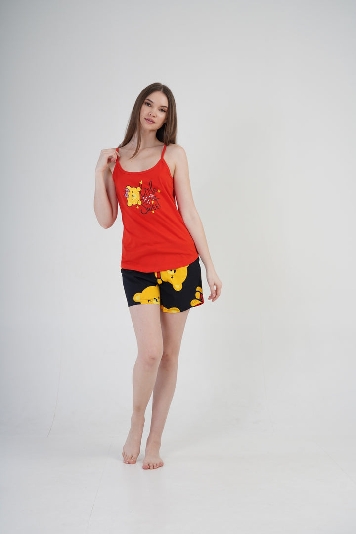 Piżama Damska SnoozeChic, Czerwono-Czarna, S-XL