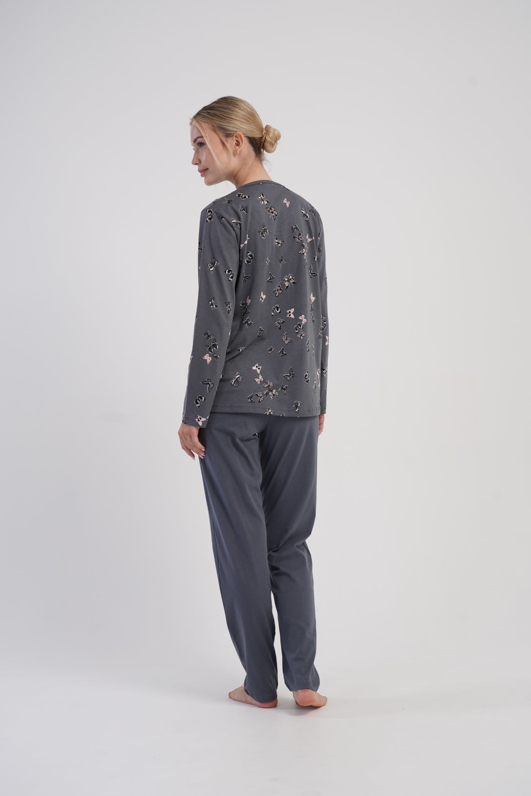 Piżama Damska Vienetta Butterflies, Szary, r. M-XXL