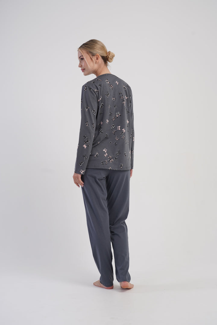 Piżama Damska Vienetta Butterflies, Szary, r. M-XXL