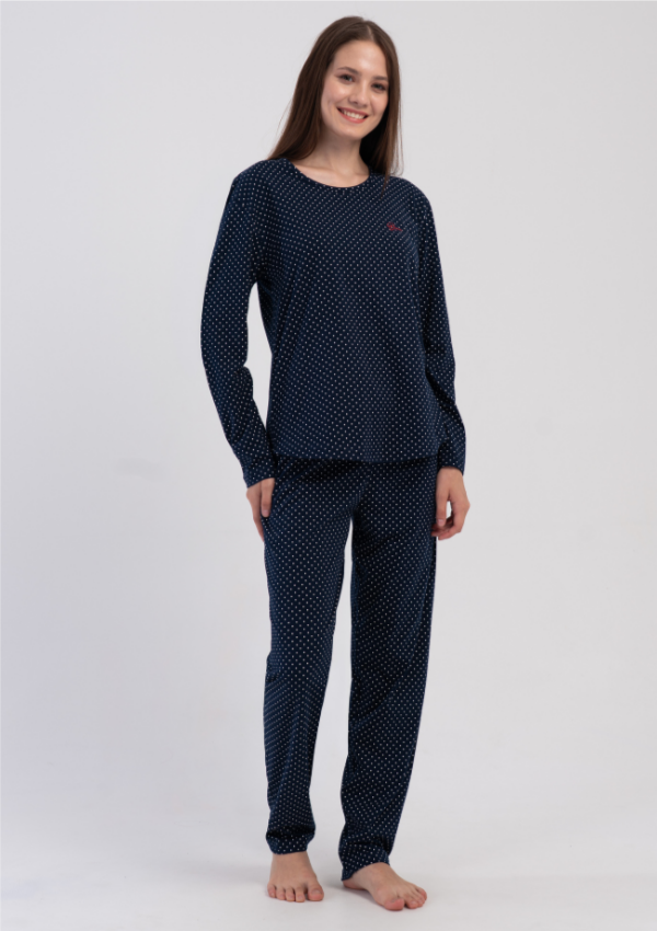 Piżama Damska Vienetta Dots Comfort, Granatowy, r. M-XXL