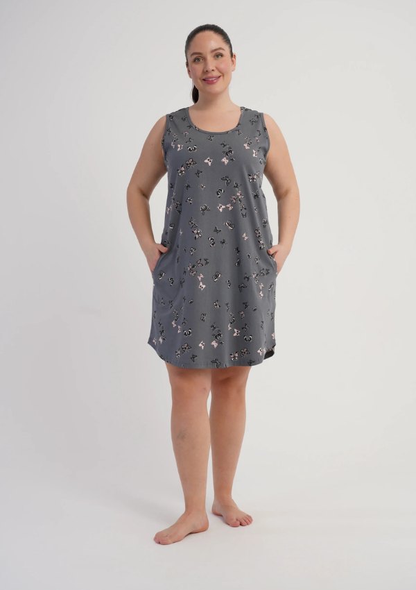 Koszula Nocna Damska Butterfly Dream, Szary, r. 5XL - 7XL