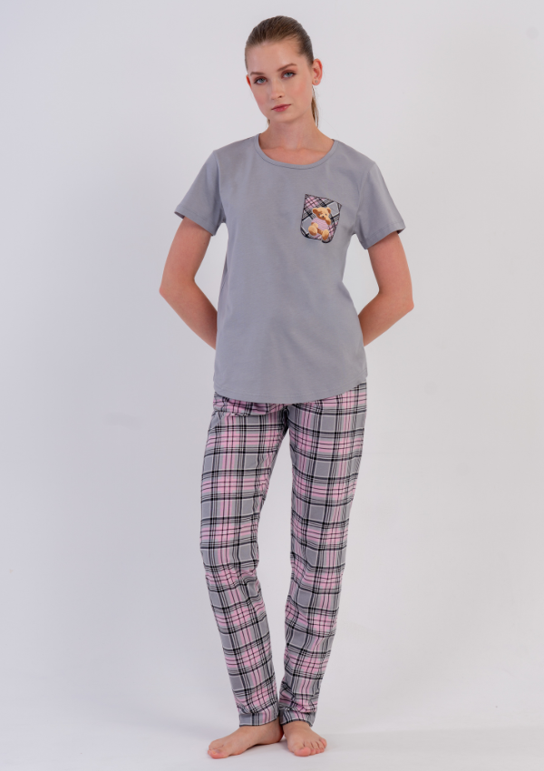 Piżama Damska Vienetta Blush Teddy, Szary, r. M-XXL