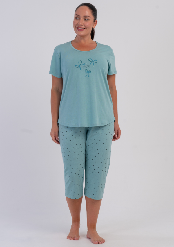 Piżama Damska Vienetta Aqua Sweet, Turkusowy, r. 1XL-4XL