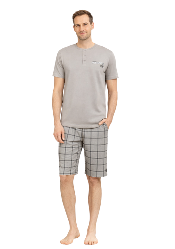 Piżama Męska Grey Check Set, Szary, r. M-XL