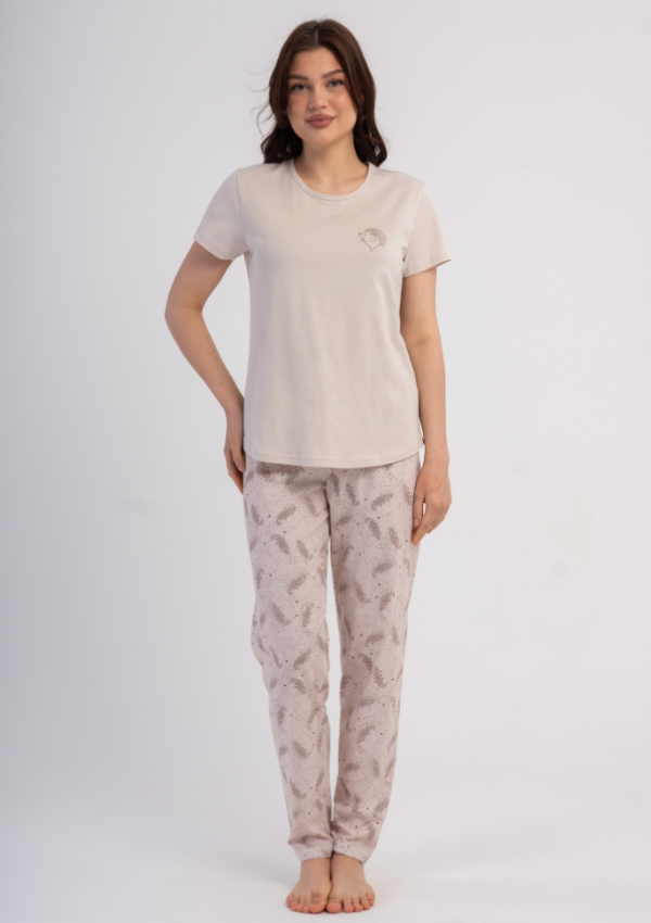 Piżama Damska Vienetta Soft Harmony, Beżowy, r. S-XL