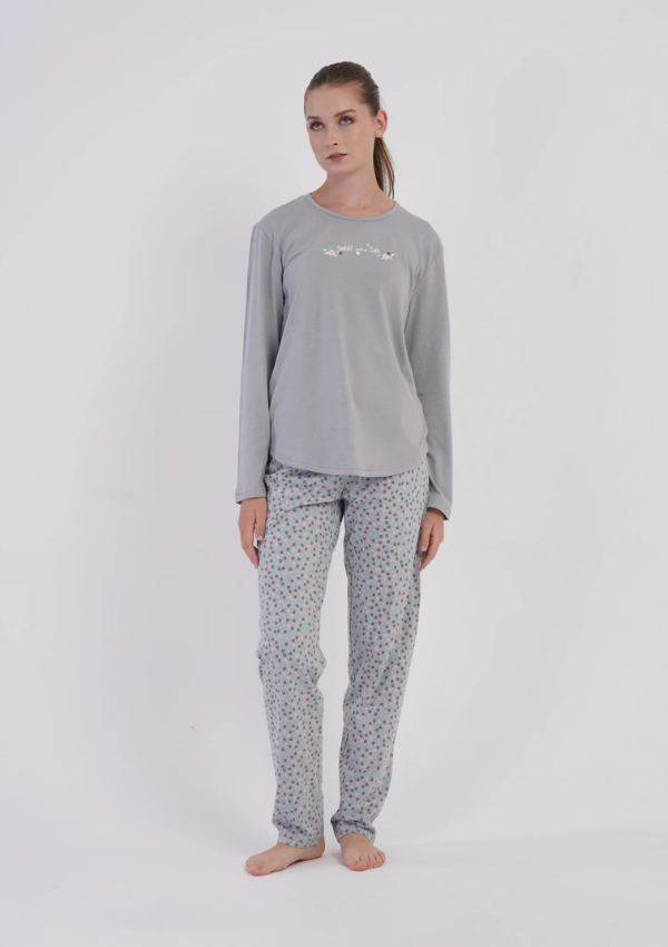 Piżama Damska Vienetta, Silver Pattern, Szary r. S-XL