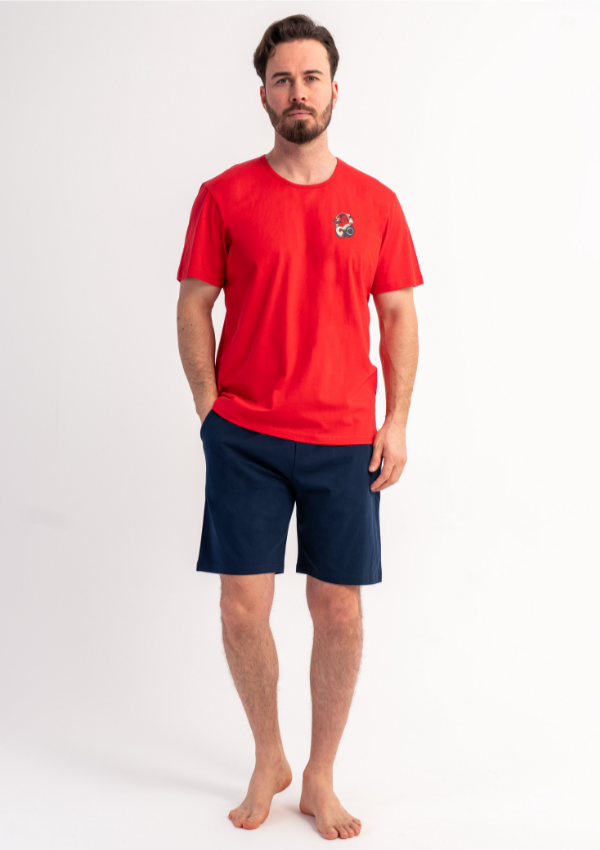 Piżama Męska Vienetta Red Ease, Czerwony, r. S-XL