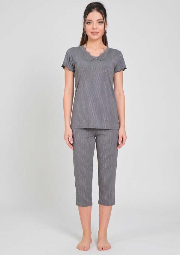 Piżama damska Silver Dots, Szary, r. M - 3XL