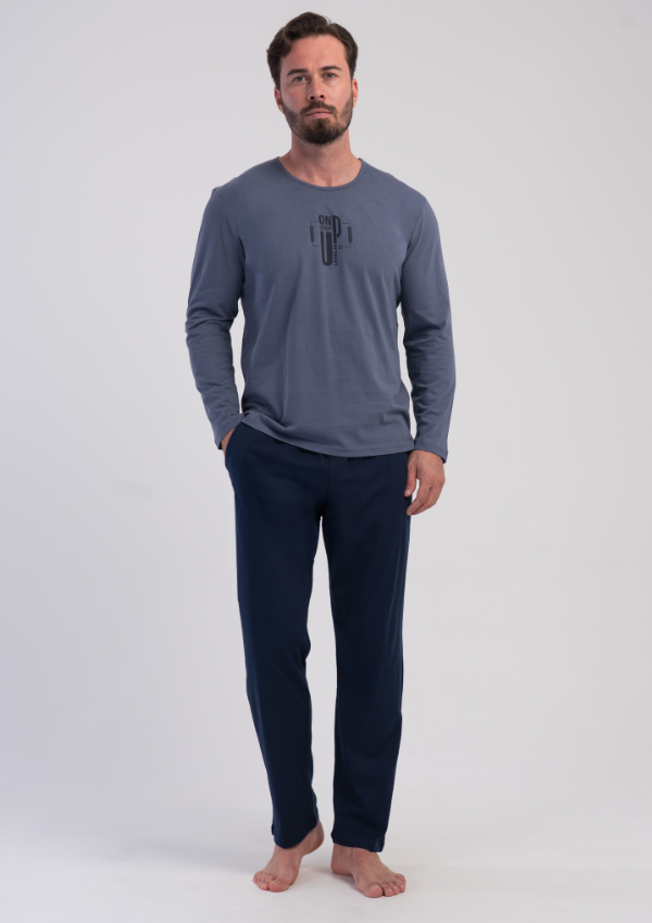 Piżama Męska Vienetta Sky Navy, Niebieski, r. M-XXL