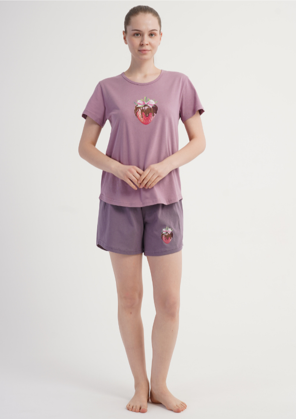 Piżama Damska Vienetta Berry Choco, Różowy, S -XL