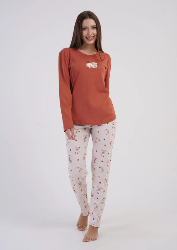 Piżama Damska Vienetta, Little Sheep, Pomarańczowy, r. S-XL