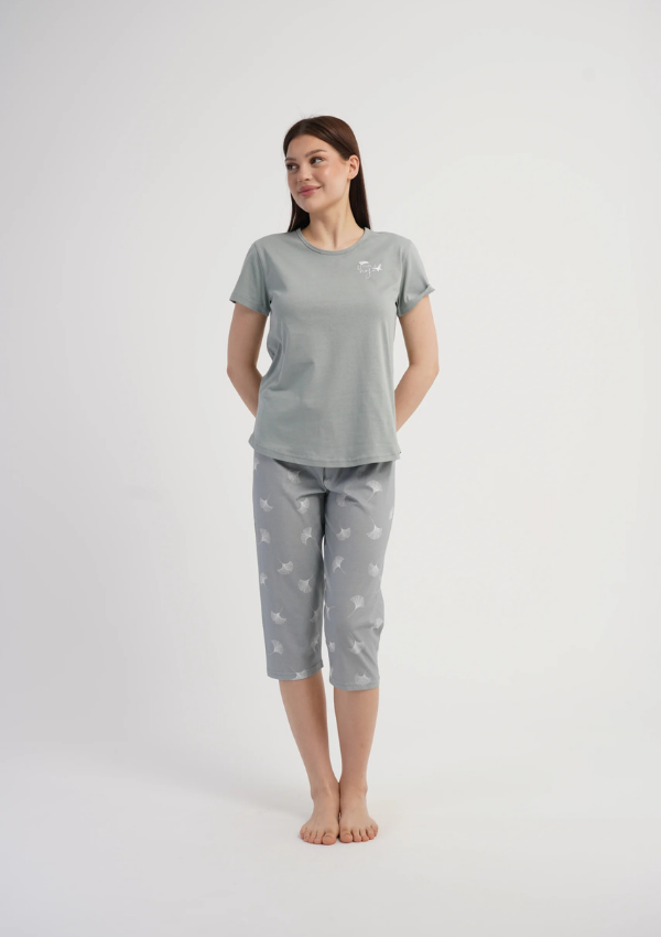 Piżama Damska Vienetta Sage Garden, Szary, r. L-XXL