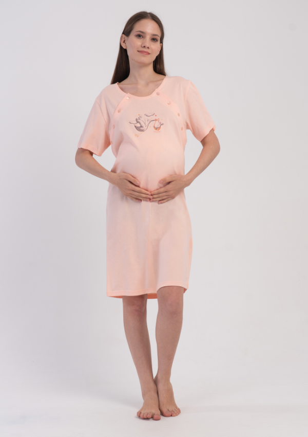 Koszula do Karmienia Vienetta Peach Stork, Brzoskwiniowy, r. S-XL