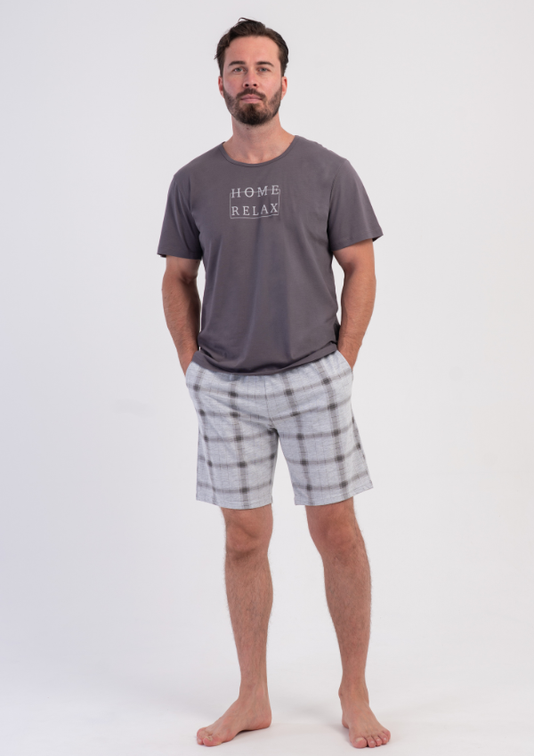 Piżama Męska Vienetta Home Relax, Szary, r. M-XXL