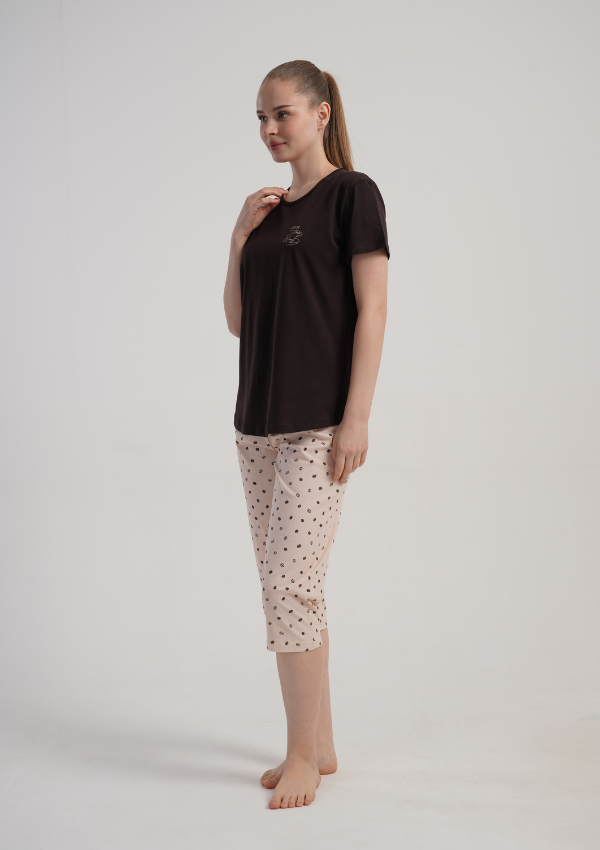 Piżama Damska Vienetta Coffee Breeze, Brązowy, r. M-XXL