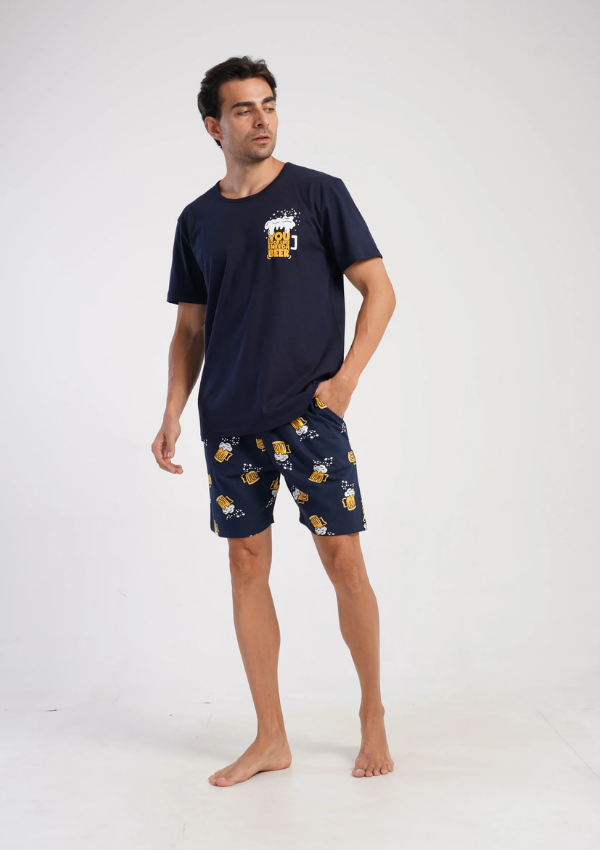 Piżama Męska Vienetta Beer Break, Granatowy, r. S-XXL