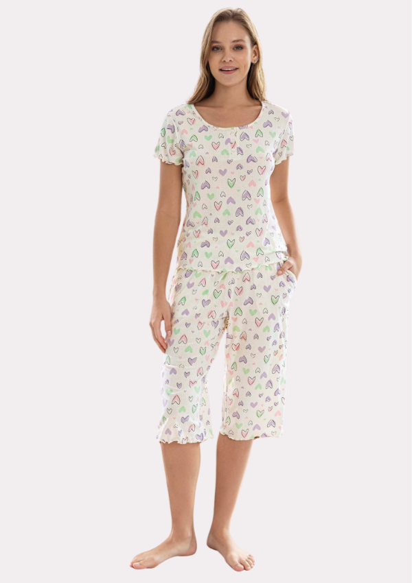 Piżama Damska Heart Breeze, Ecru, r. M-XXL